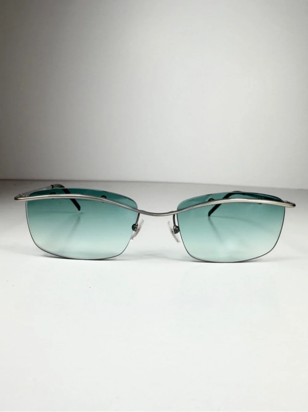 Gucci DeadStock Tom Ford Y2K Rimless Sunglasses GG 1654 T5T Teal Brow Bar Set